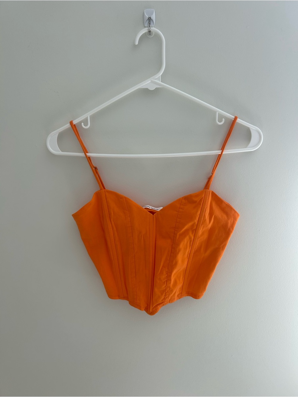Bold Orange Corset Crop Top with Spaghetti Straps